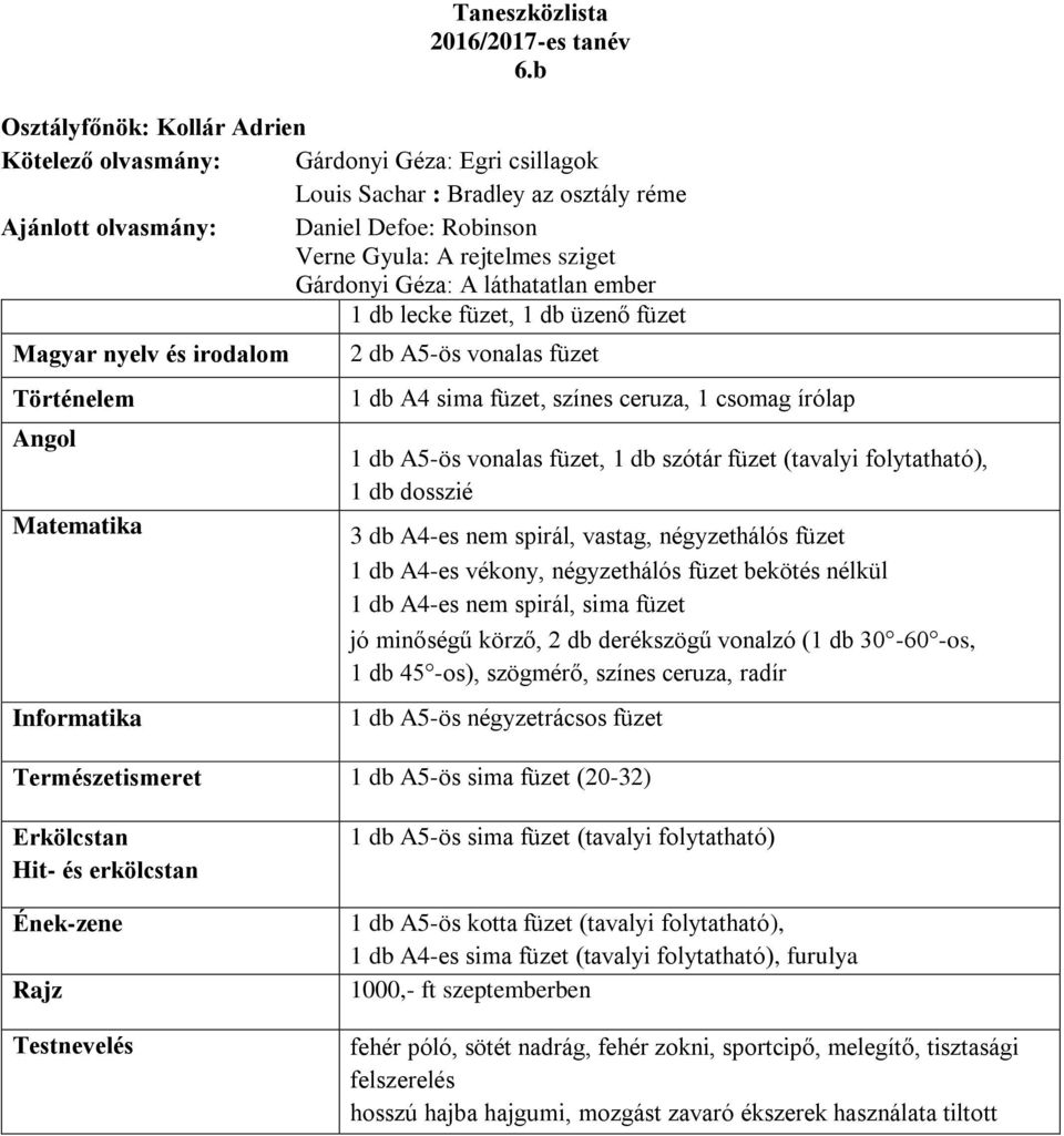 db A4-es nem spirál, vastag, négyzethálós füzet 1 db A4-es vékony, négyzethálós füzet bekötés nélkül 1 db A4-es nem spirál, sima füzet jó minőségű körző, 2 db derékszögű vonalzó (1 db 30-60 -os, 1 db