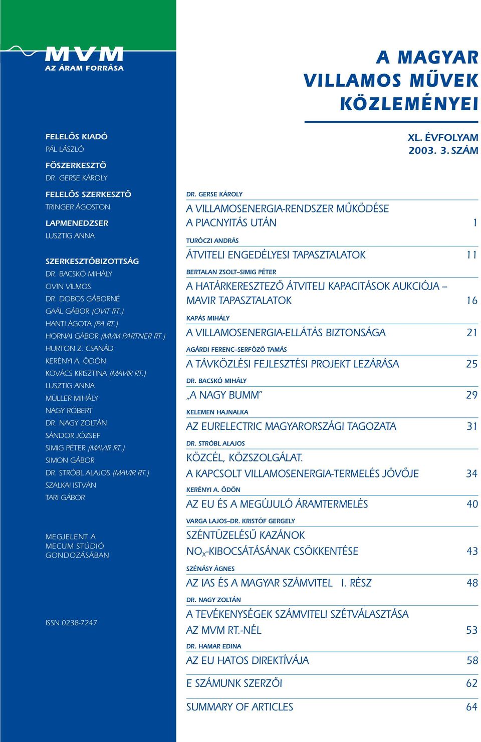 ) LUSZTIG ANNA MÜLLER MIHÁLY NAGY RÓBERT DR. NAGY ZOLTÁN SÁNDOR JÓZSEF SIMIG PÉTER (MAVIR RT.) SIMON GÁBOR DR. STRÓBL ALAJOS (MAVIR RT.