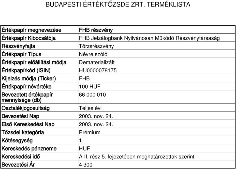 66 000 010 Bevezetési Nap 2003. nov. 24.