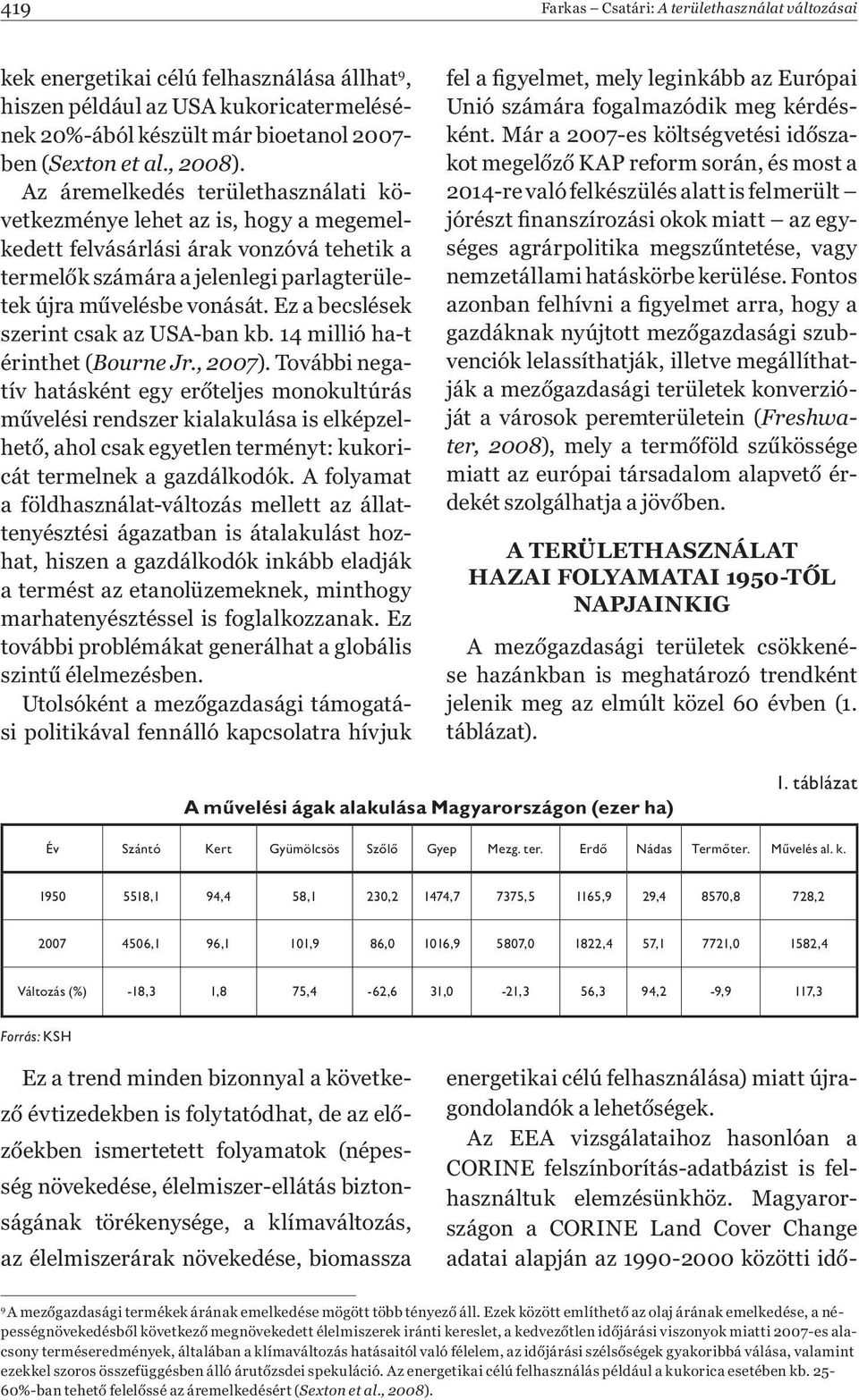 Ez a becslések szerint csak az USA-ban kb. 14 millió ha-t érinthet (Bourne Jr., 2007).