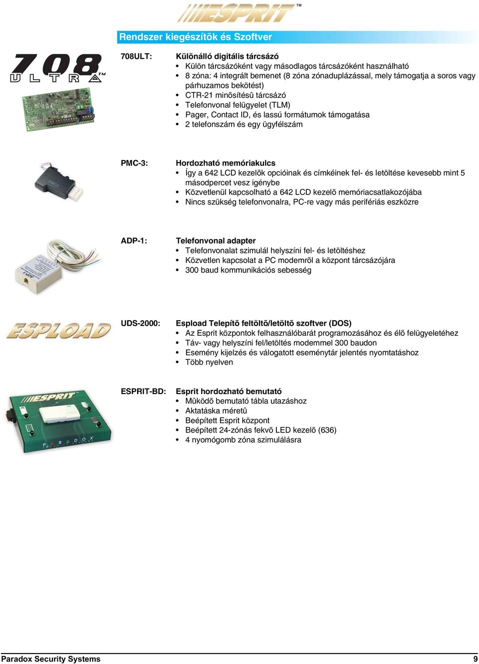 memóriakulcs Így a 642 LCD kezelõk opcióinak és címkéinek fel- és letöltése kevesebb mint 5 másodpercet vesz igénybe Közvetlenül kapcsolható a 642 LCD kezelõ memóriacsatlakozójába Nincs szükség