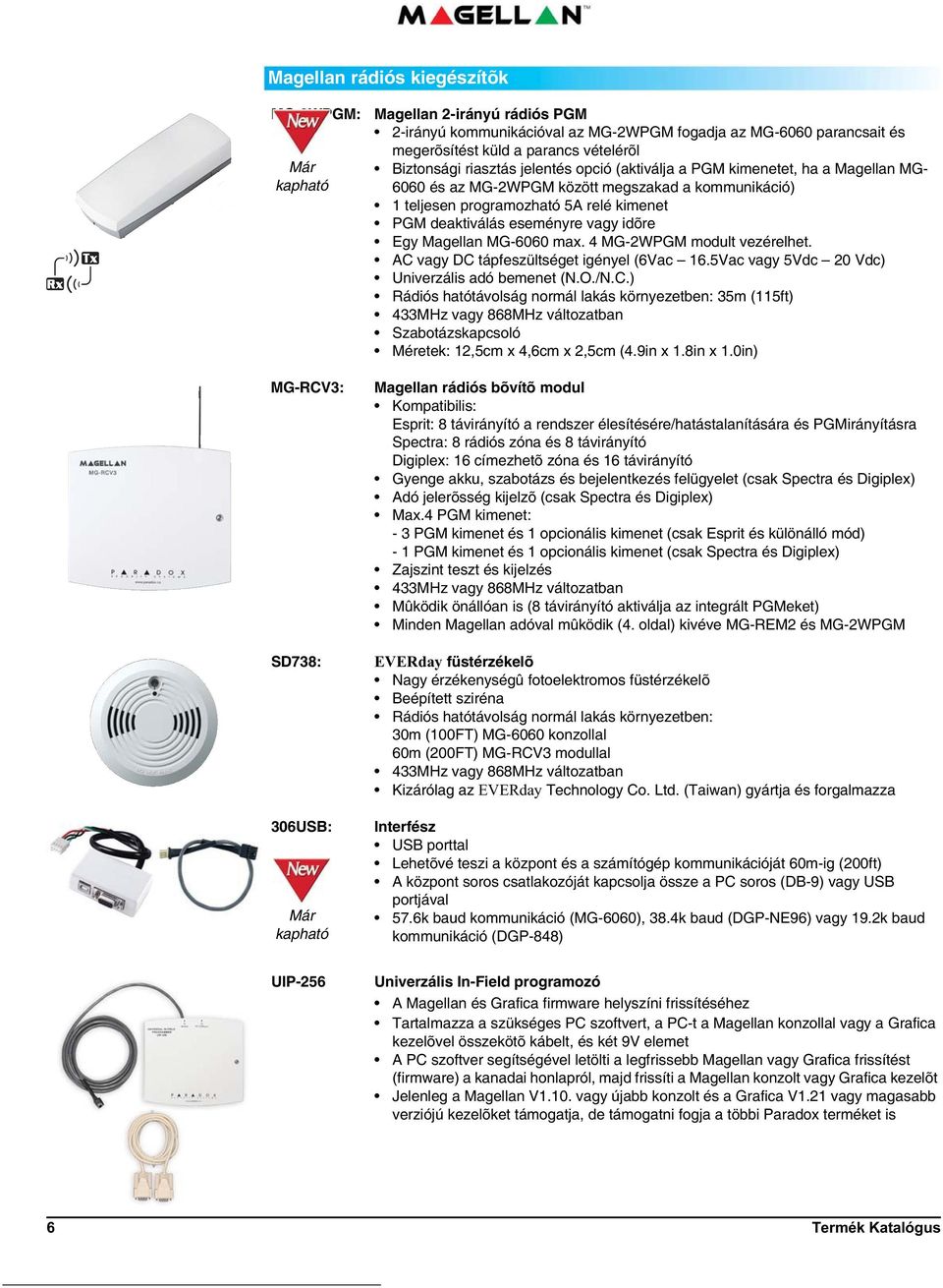 PGM deaktiválás eseményre vagy idõre Egy Magellan MG-6060 max. 4 MG-2WPGM modult vezérelhet. AC 