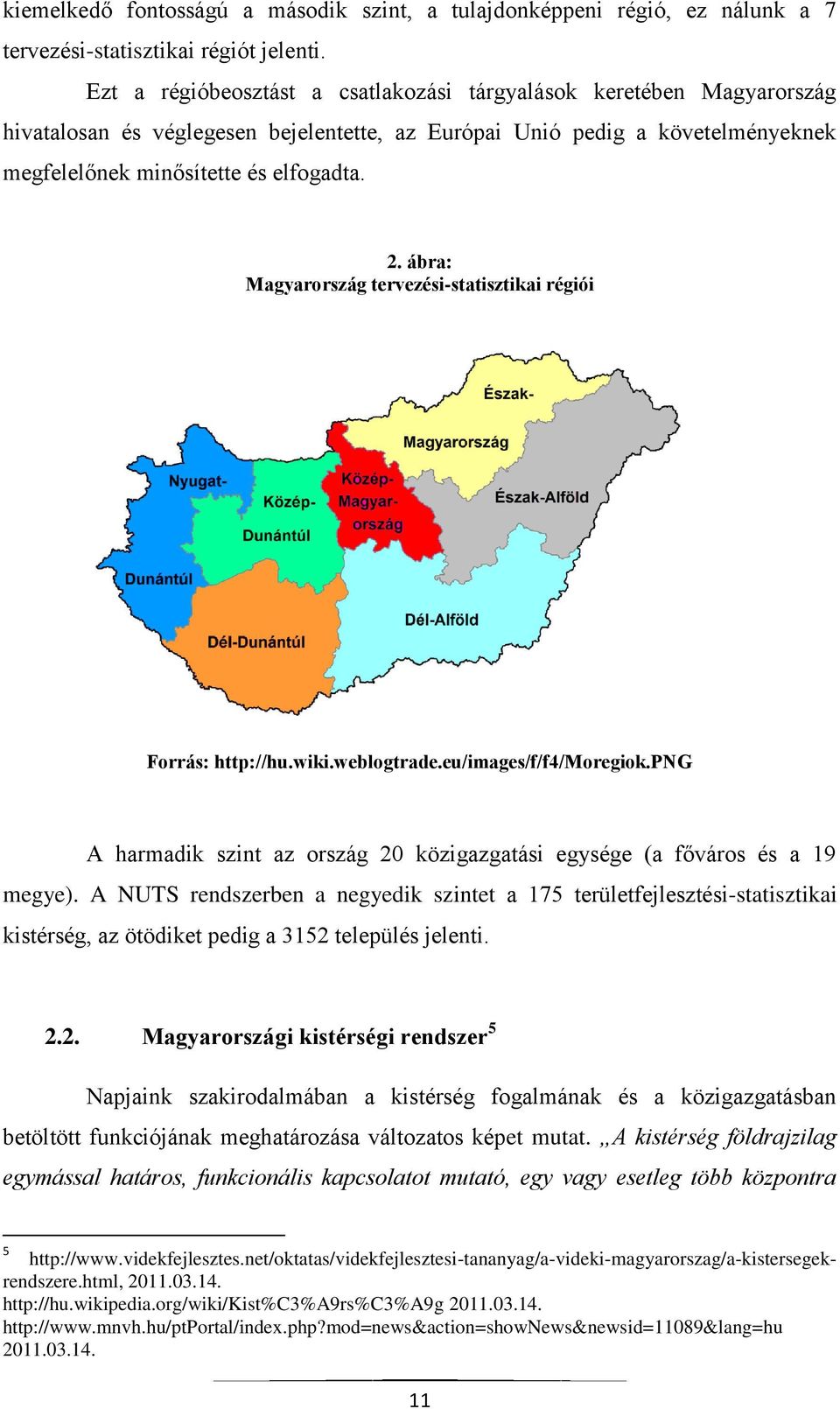 ábra: Magyarország tervezési-statisztikai régiói Forrás: http://hu.wiki.weblogtrade.eu/images/f/f4/moregiok.png A harmadik szint az ország 20 közigazgatási egysége (a főváros és a 19 megye).