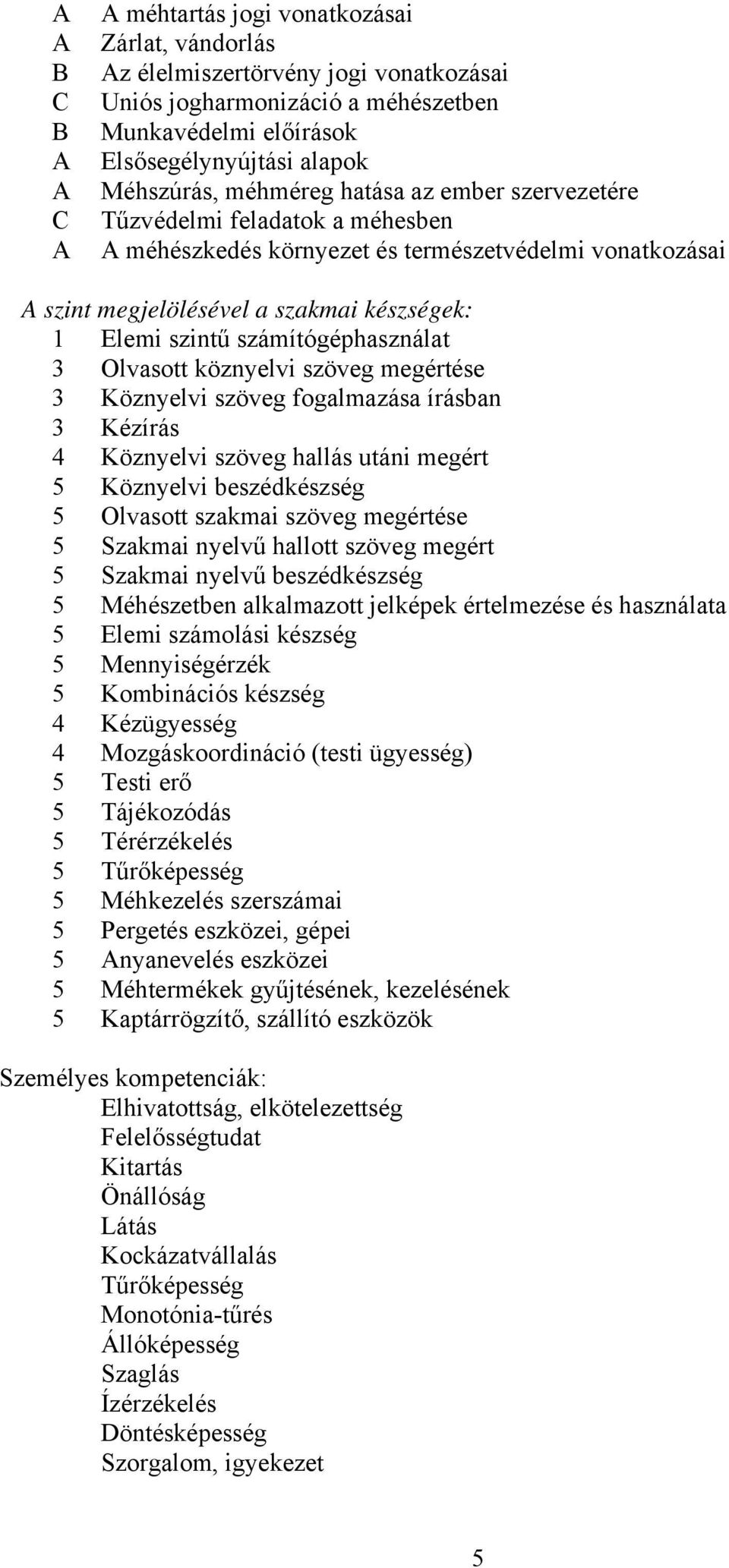 számítógéphasználat 3 Olvasott köznyelvi szöveg megértése 3 Köznyelvi szöveg fogalmazása írásban 3 Kézírás 4 Köznyelvi szöveg hallás utáni megért 5 Köznyelvi beszédkészség 5 Olvasott szakmai szöveg