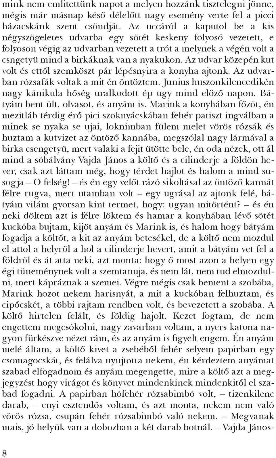 Az udvar közepén kut volt és ettől szemköszt pár lépésnyira a konyha ajtonk. Az udvarban rózsafák voltak a mit én öntöztem.