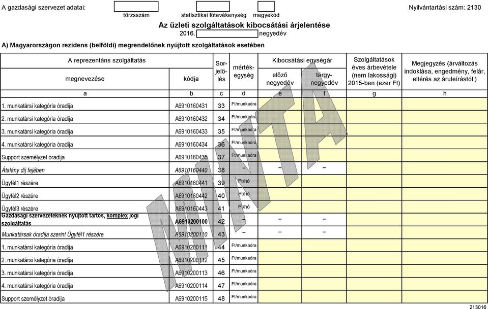 2015-bn (zr Ft) 1. munkatársi katória óraíja A6910160431 33 2. munkatársi katória óraíja A6910160432 34 3. munkatársi katória óraíja A6910160433 35 4.