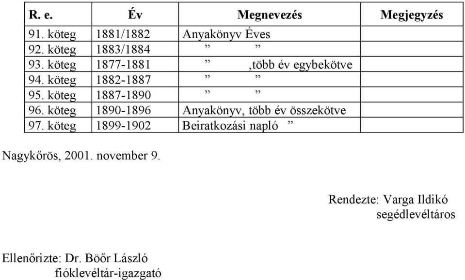 köteg 1890-1896 Anyakönyv, több év összekötve 97.