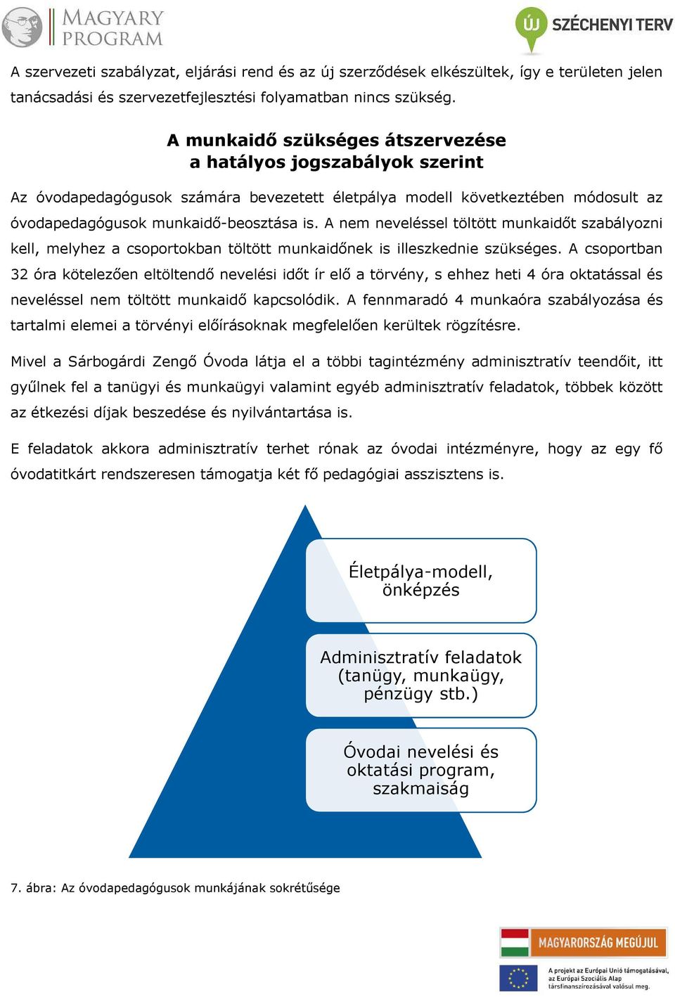 A nem neveléssel töltött munkaidőt szabályozni kell, melyhez a csoportokban töltött munkaidőnek is illeszkednie szükséges.