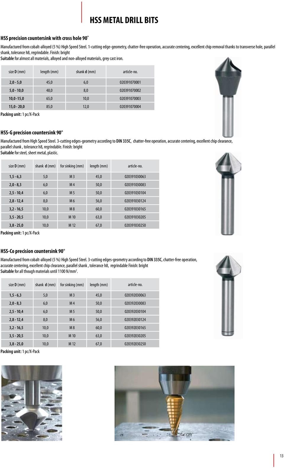 Finish: bright Suitable for almost all materials, alloyed and non-alloyed materials, grey cast iron.