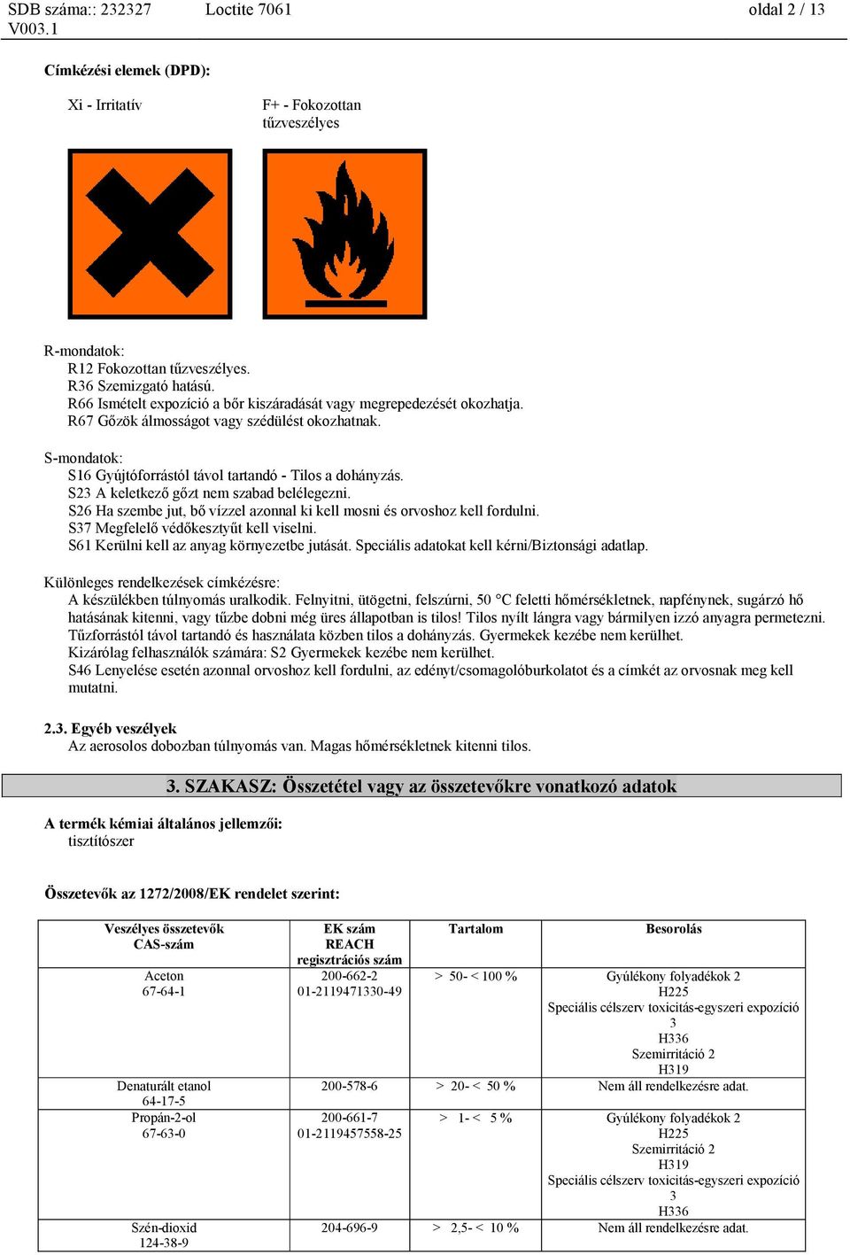 S23 A keletkező gőzt nem szabad belélegezni. S26 Ha szembe jut, bő vízzel azonnal ki kell mosni és orvoshoz kell fordulni. S37 Megfelelő védőkesztyűt kell viselni.