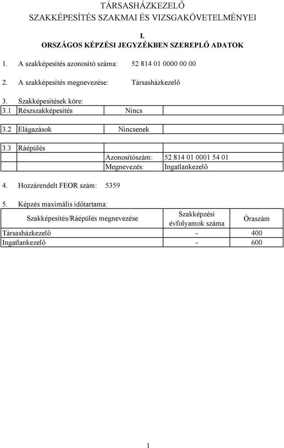 3.1 Szakképesítések köre: Részszakképesítés 3.2 Elágazások 3.3 Ráépülés 4.