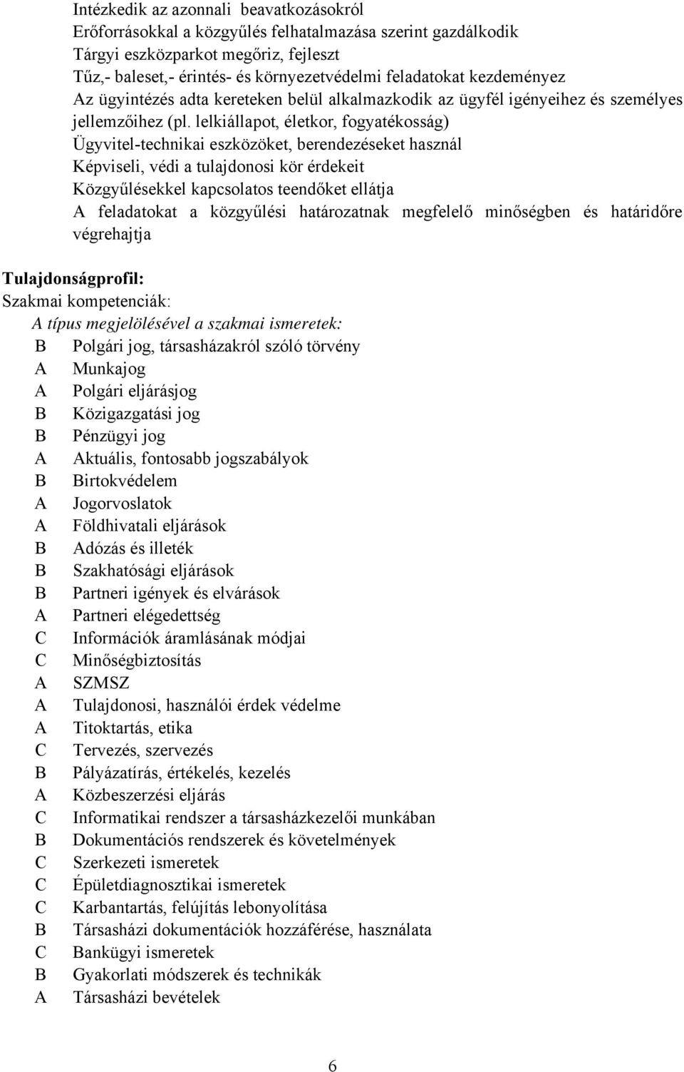 lelkiállapot, életkor, fogyatékosság) Ügyvitel-technikai eszközöket, berendezéseket használ Képviseli, védi a tulajdonosi kör érdekeit Közgyűlésekkel kapcsolatos teendőket ellátja feladatokat a