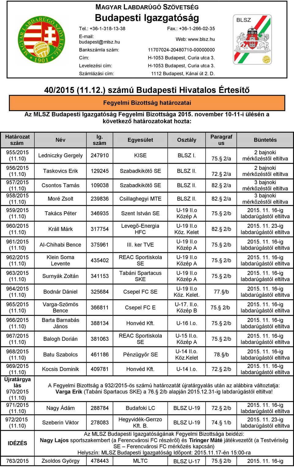 hu Bankszámla szám: 11707024-20480710-00000000 Cím: H-1053 Budapest, Curia utca 3. Levelezési cím: H-1053 Budapest, Curia utca 3. Számlázási cím: 1112 