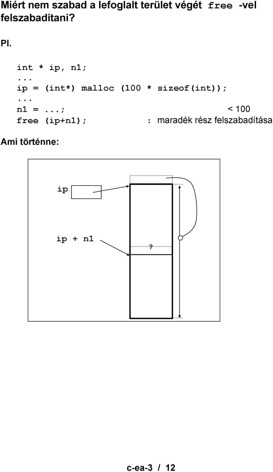 .. ip = (int*) malloc (100 * sizeof(int));... n1 =.