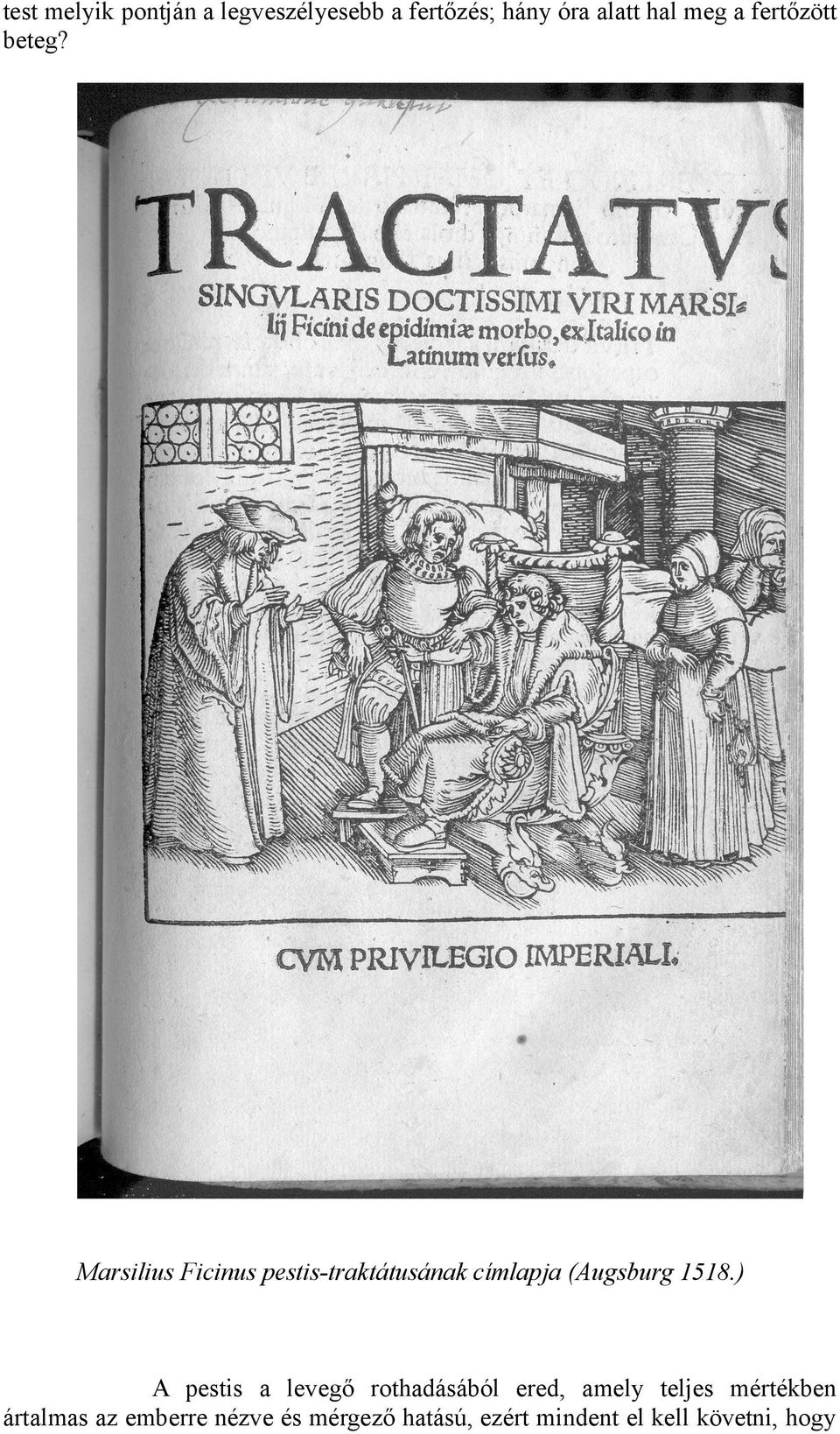 Marsilius Ficinus pestis-traktátusának címlapja (Augsburg 1518.