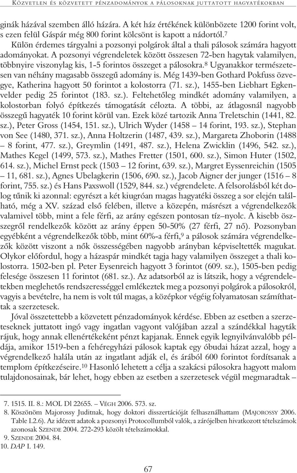 7 Külön érdemes tárgyalni a pozsonyi polgárok által a thali pálosok számára hagyott adományokat.