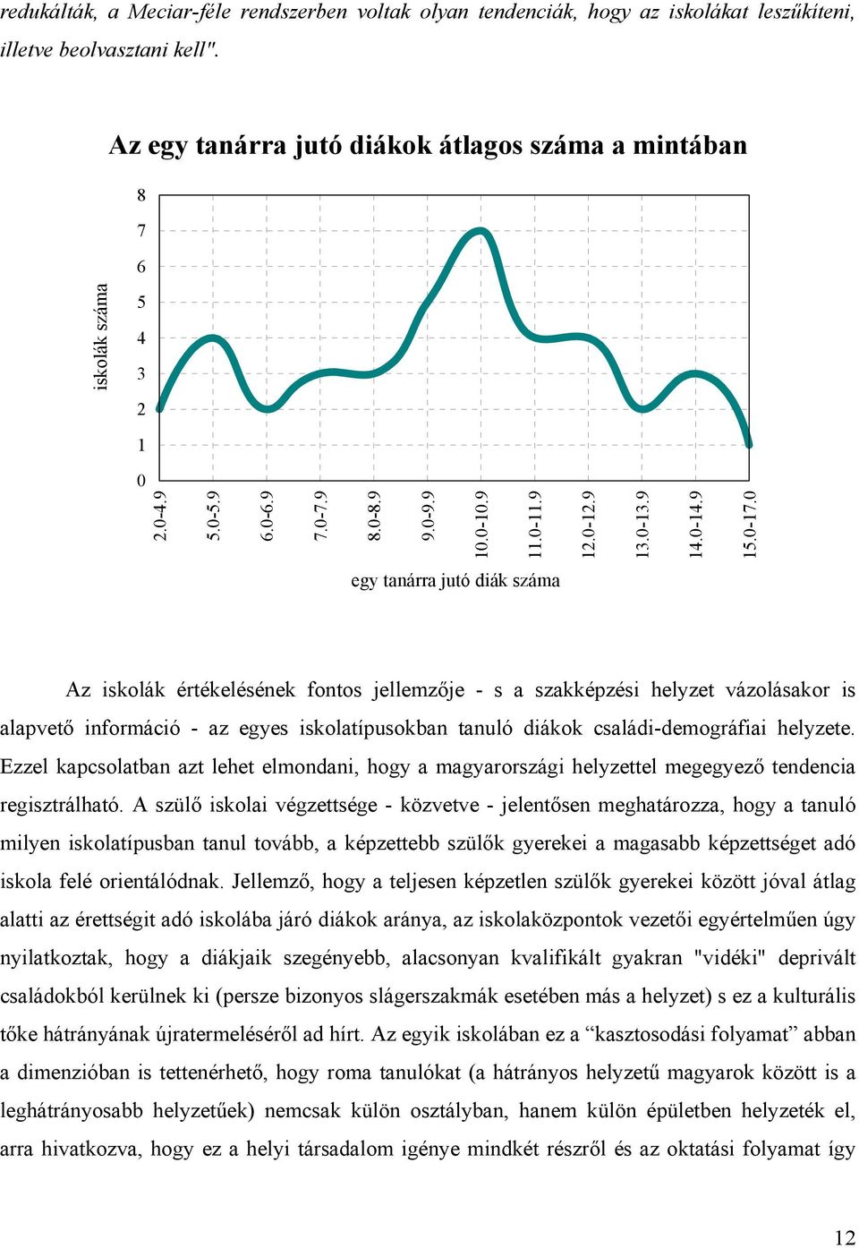 0 iskolák száma egy tanárra jutó diák száma Az iskolák értékelésének fontos jellemzője - s a szakképzési helyzet vázolásakor is alapvető információ - az egyes iskolatípusokban tanuló diákok