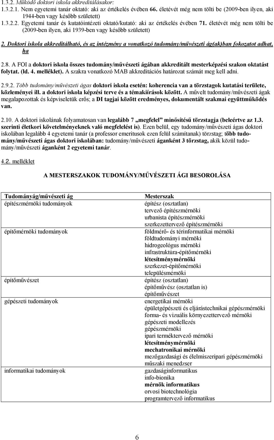 vonatkozó tudomány/művészeti ág(ak)ban fokozatot adhat, ha 28 A FOI a doktori iskola összes tudomány/művészeti ágában akkreditált mesterképzési szakon oktatást folytat (ld 4 melléklet) A szakra