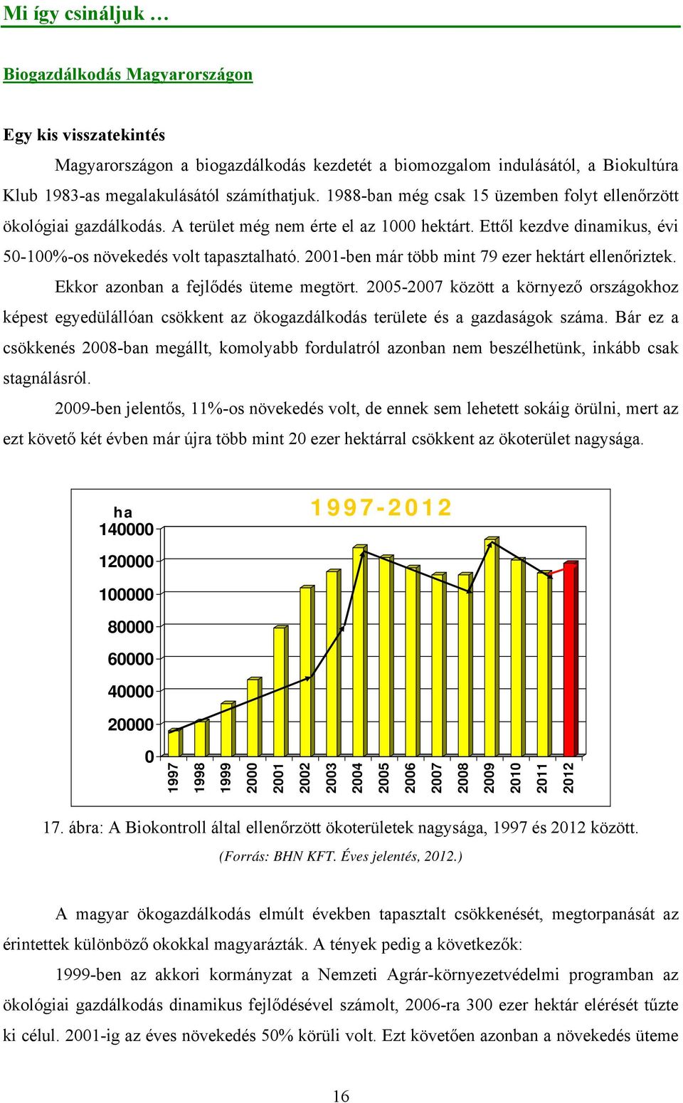 2001-ben már több mint 79 ezer hektárt ellenőriztek. Ekkor azonban a fejlődés üteme megtört.