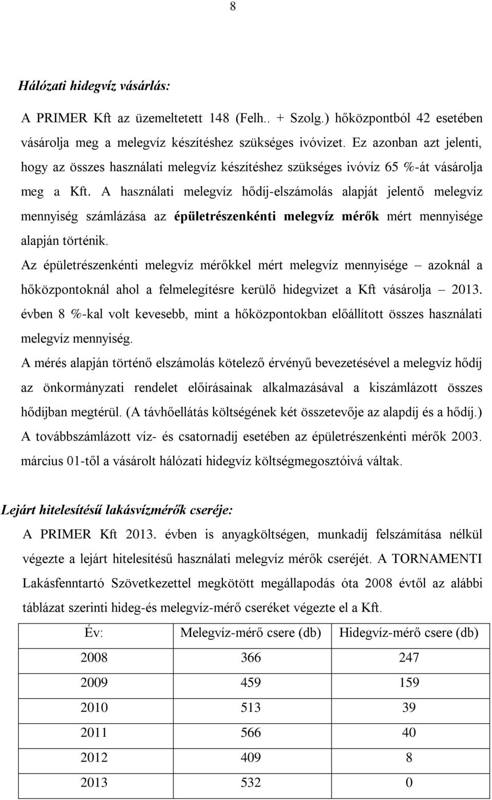 A használati melegvíz hődíj-elszámolás alapját jelentő melegvíz mennyiség számlázása az épületrészenkénti melegvíz mérők mért mennyisége alapján történik.