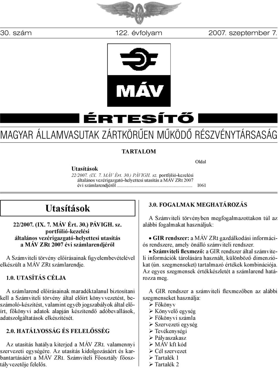 portfólió-kezelési általános vezérigazgató-helyettesi utasítás a MÁV ZRt 200