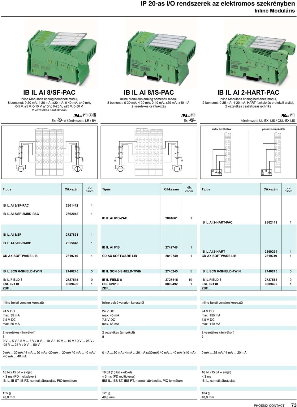 vezetékes csatlakozástechnika up kérelmezett: UL-EX LIS / CUL-EX LIS aktív érzékelők passzív érzékelők IN V IN IB IL AI 8/SF-PAC 86 IB IL AI 8/SF-MBD-PAC 860 IB IL AI 8/IS-PAC 8666 IB IL AI -HART-PAC