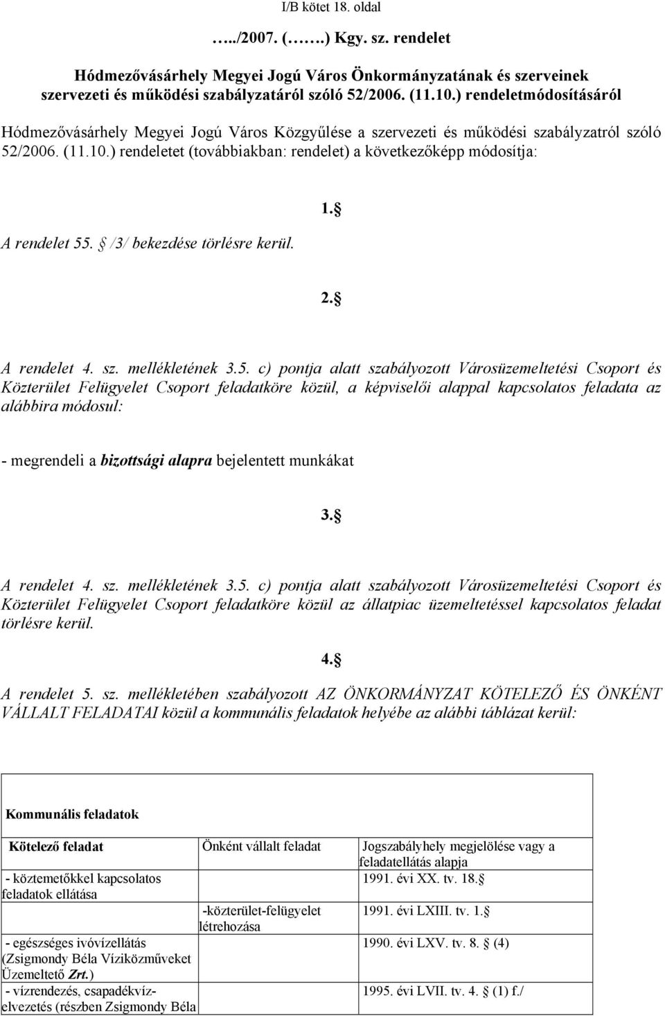 ) rendeletet (továbbiakban: rendelet) a következőképp módosítja: A rendelet 55