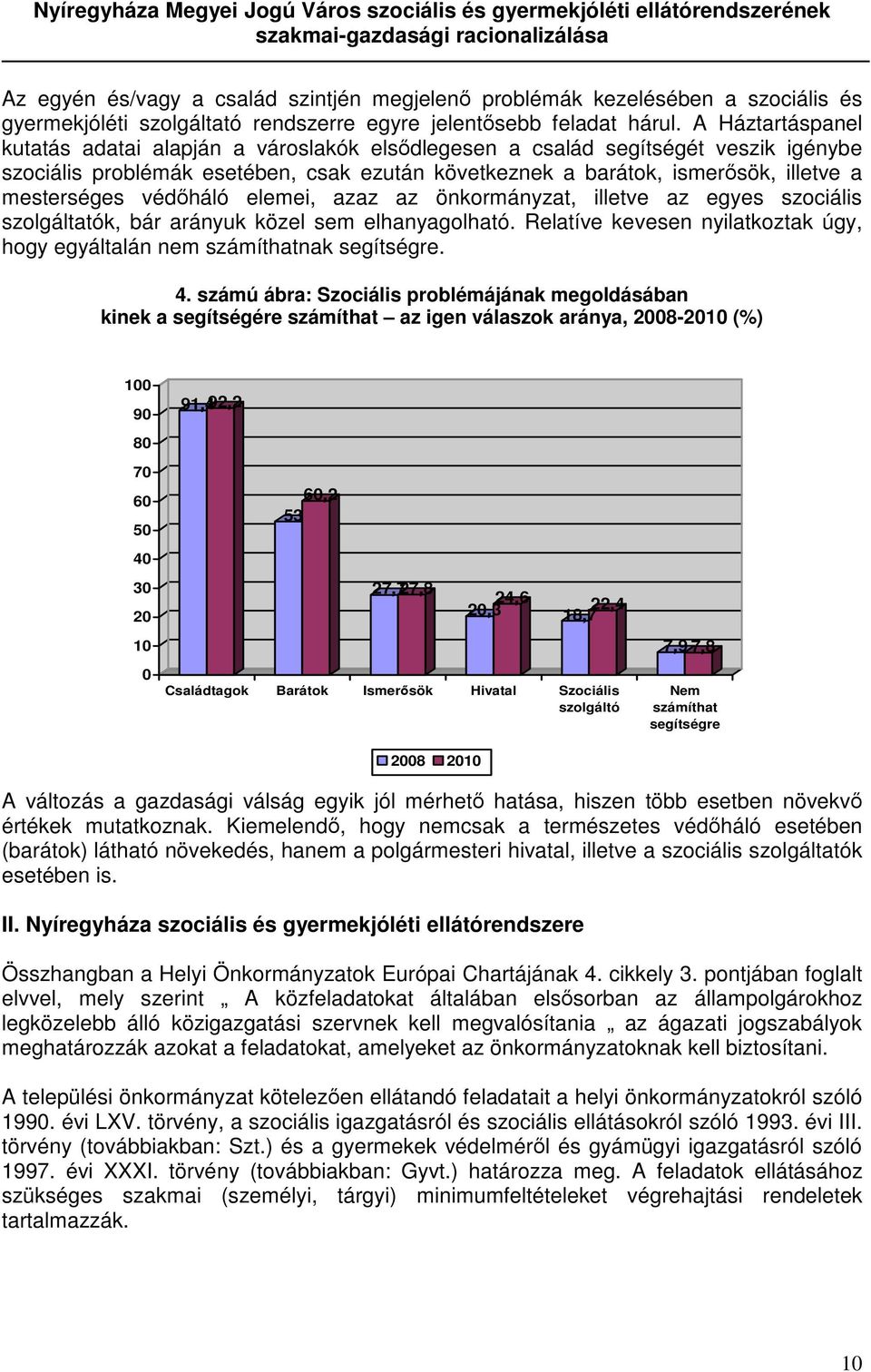 védőháló elemei, azaz az önkormányzat, illetve az egyes szociális szolgáltatók, bár arányuk közel sem elhanyagolható. Relatíve kevesen nyilatkoztak úgy, hogy egyáltalán nem számíthatnak segítségre. 4.