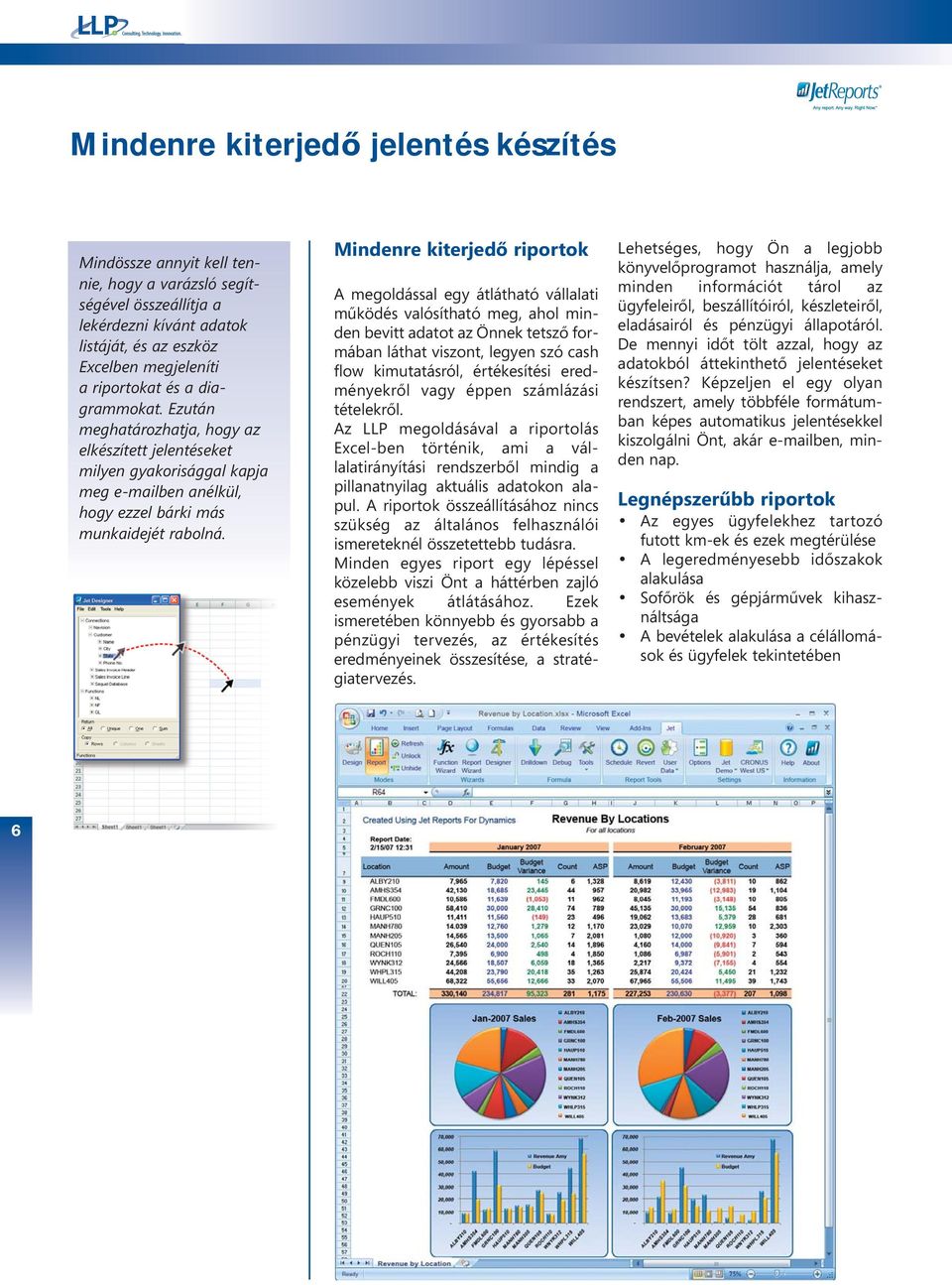 Mindenre kiterjedő riportok A megoldással egy átlátható vállalati működés valósítható meg, ahol minden bevitt adatot az Önnek tetsző formában láthat viszont, legyen szó cash flow kimutatásról,