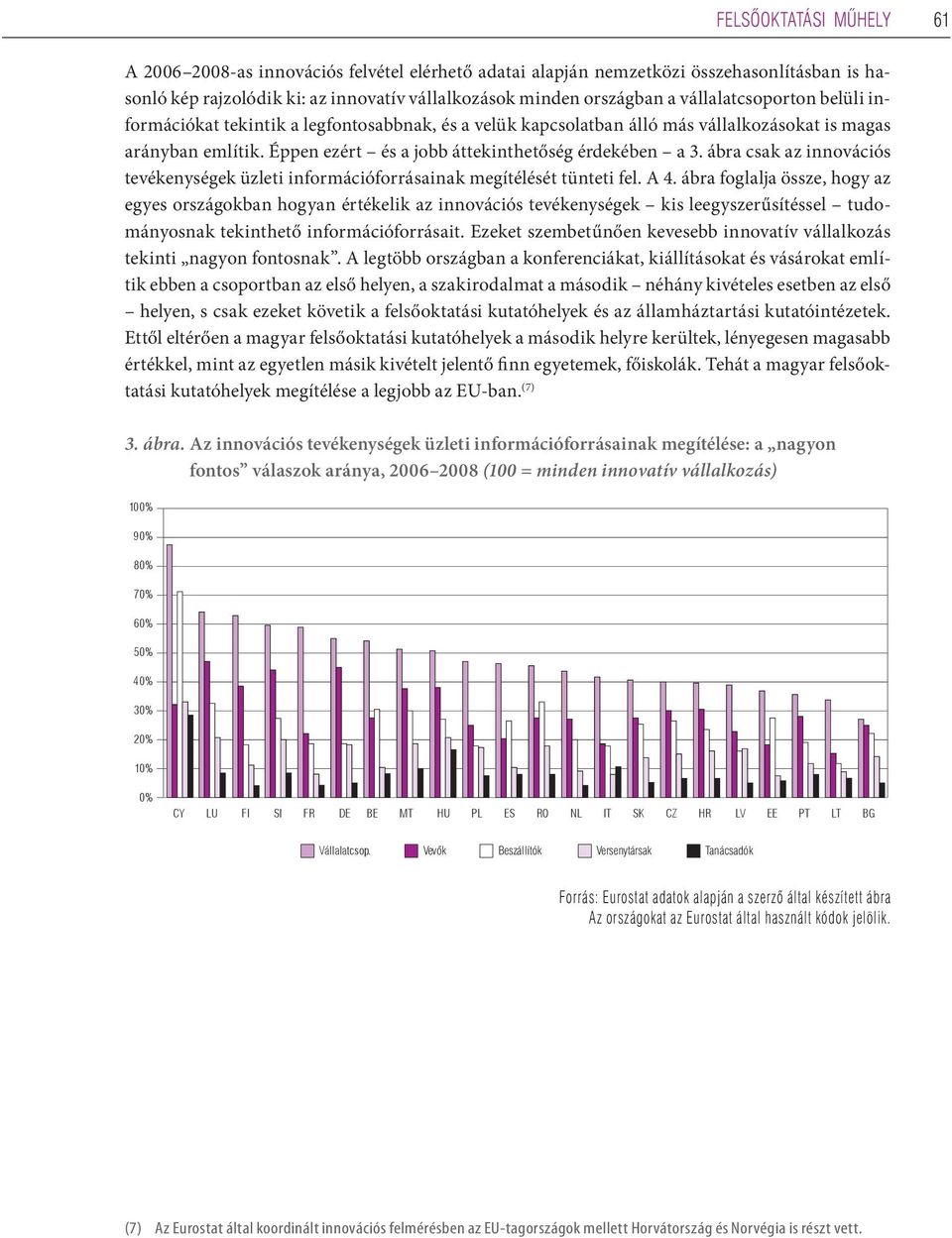 ábra csak az innovációs tevékenységek üzleti információforrásainak megítélését tünteti fel. A 4.