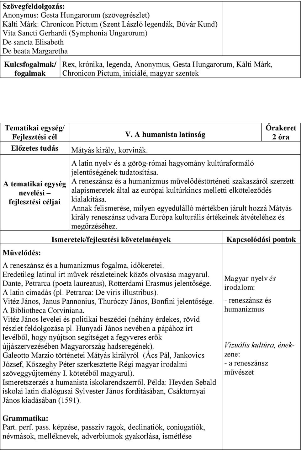 A humanista latinság 2 óra nevelési fejlesztési céljai A latin nyelv és a görög-római hagyomány kultúraformáló jelentőségének tudatosítása.