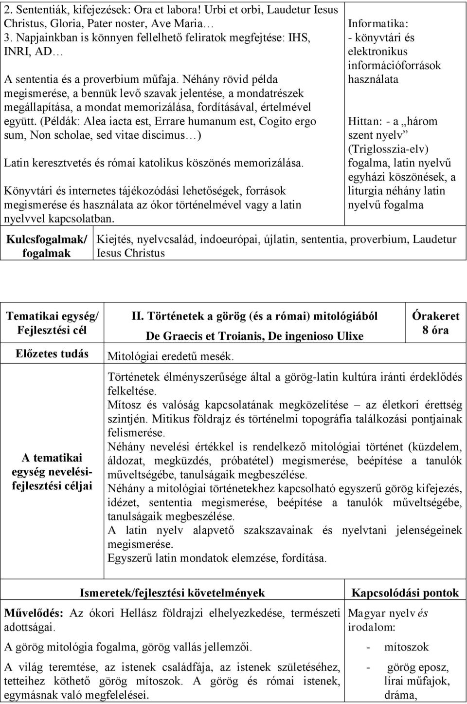 Néhány rövid példa megismerése, a bennük levő szavak jelentése, a mondatrészek megállapítása, a mondat memorizálása, fordításával, értelmével együtt.