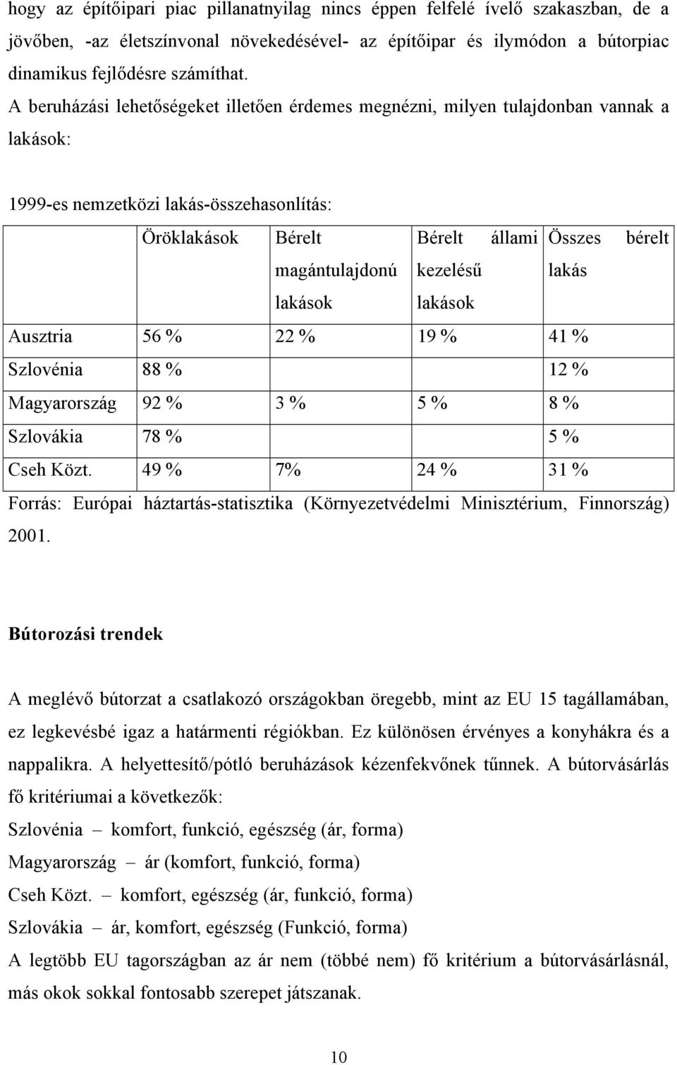 kezelésű lakás lakások lakások Ausztria 56 % 22 % 19 % 41 % Szlovénia 88 % 12 % Magyarország 92 % 3 % 5 % 8 % Szlovákia 78 % 5 % Cseh Közt.