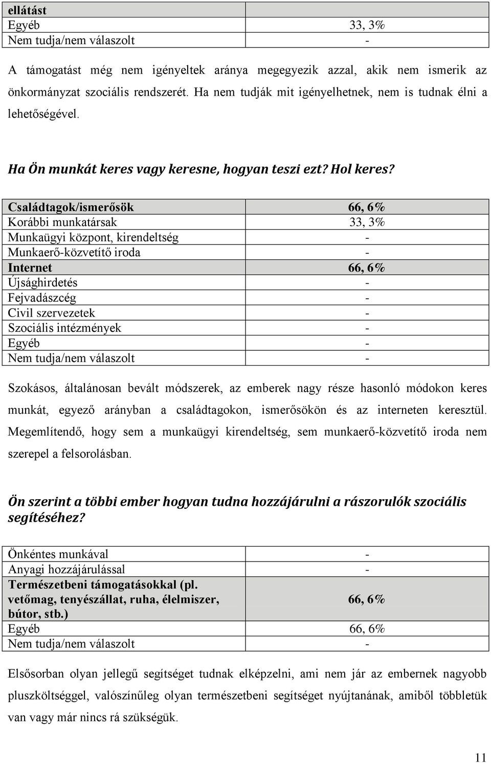 Családtagok/ismerősök 66, 6% Korábbi munkatársak 33, 3% Munkaügyi központ, kirendeltség Munkaerőközvetítő iroda Internet 66, 6% Újsághirdetés Fejvadászcég Civil szervezetek Szociális intézmények