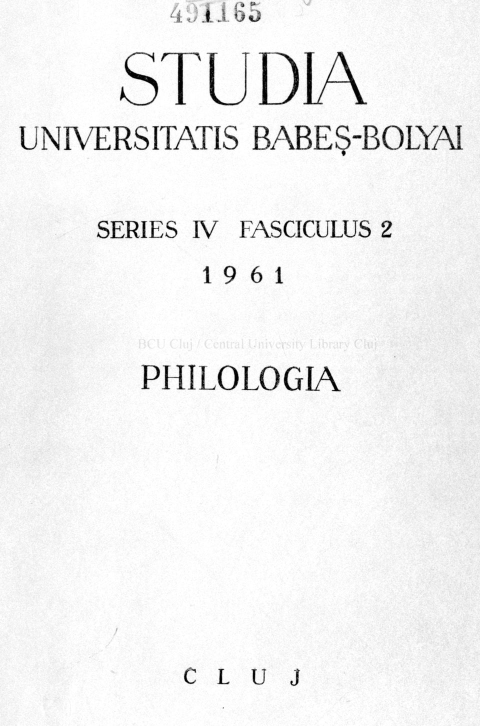 SERIES IV FASCICULUS