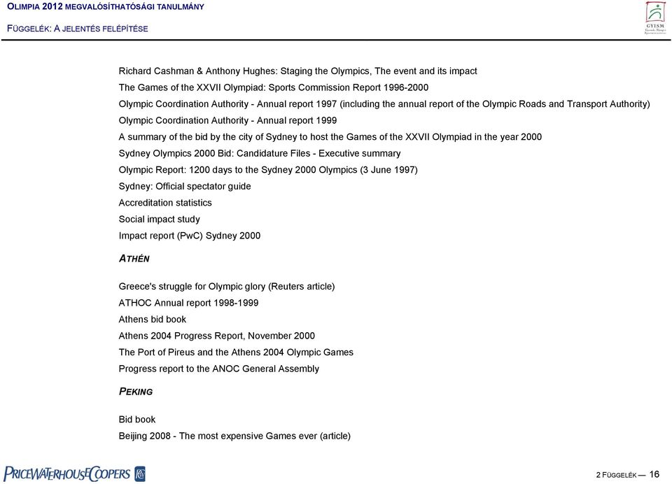 XXVII Olympiad in the year 2000 Sydney Olympics 2000 Bid: Candidature Files - Executive summary Olympic Report: 1200 days to the Sydney 2000 Olympics (3 June 1997) Sydney: Official spectator guide