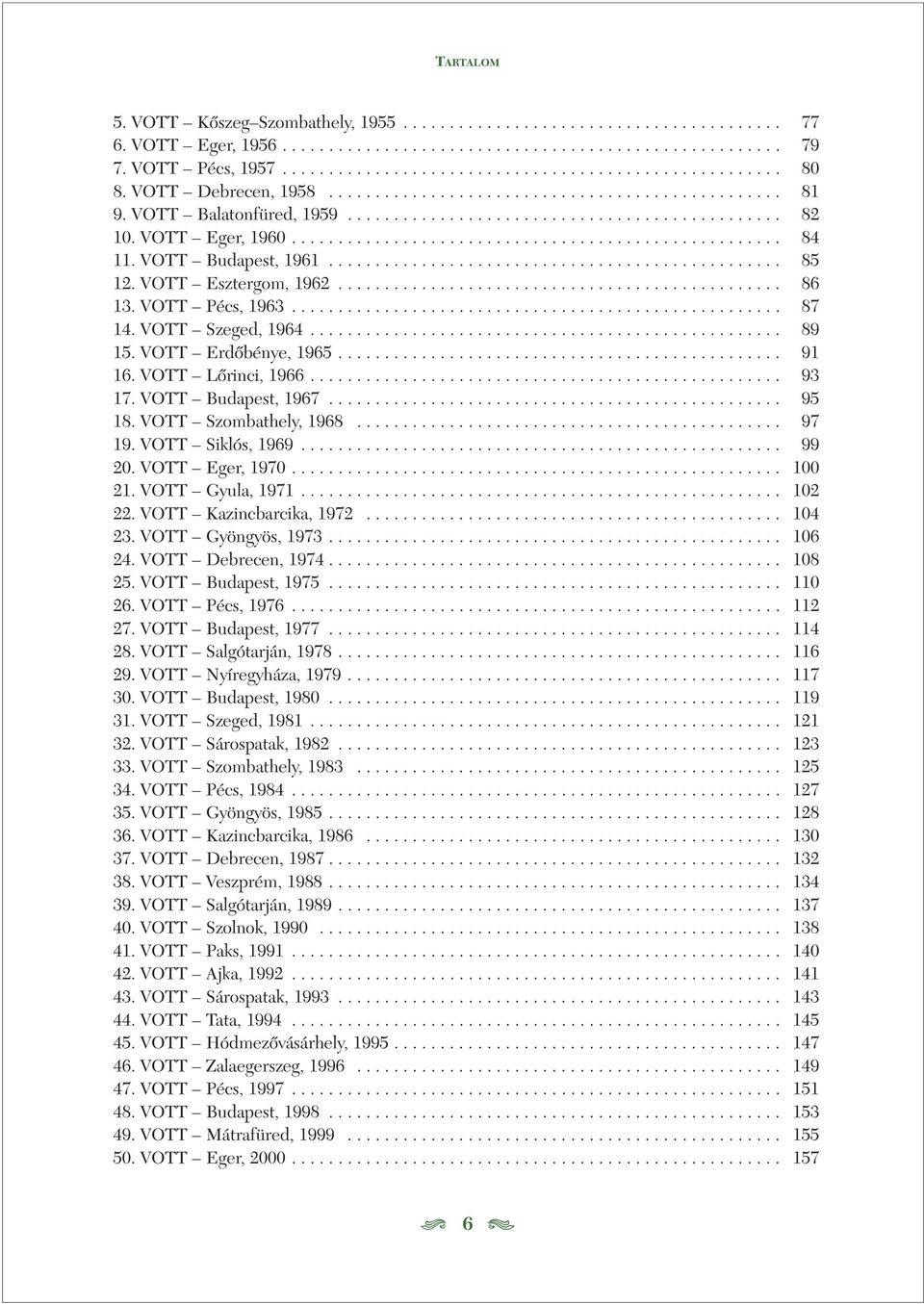 VOTT Budapest, 1961................................................. 85 12. VOTT Esztergom, 1962................................................ 86 13. VOTT Pécs, 1963..................................................... 87 14.