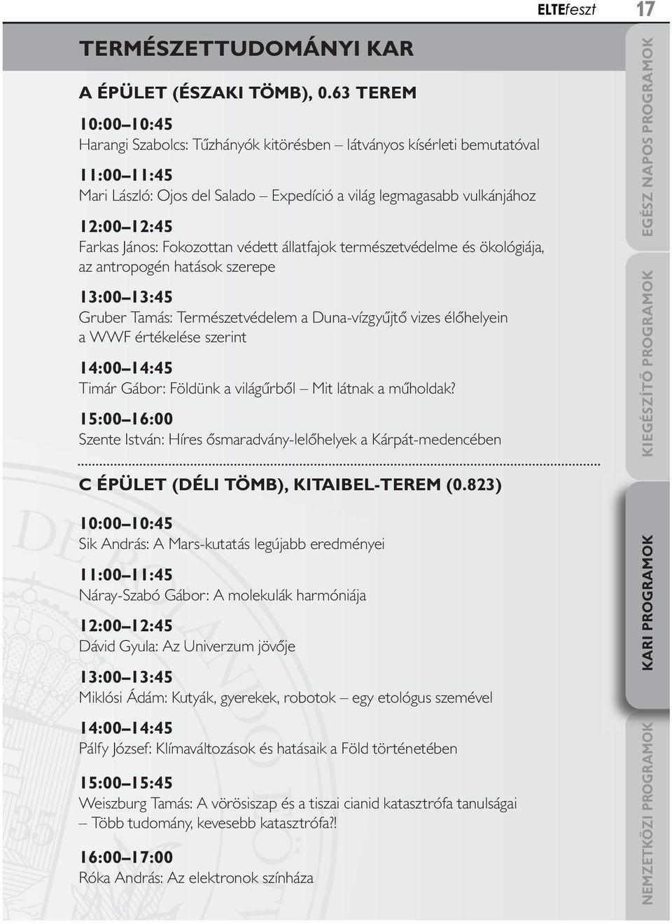 védett állatfajok természetvédelme és ökológiája, az antropogén hatások szerepe 13:00 13:45 Gruber Tamás: Természetvédelem a Duna-vízgyűjtő vizes élőhelyein a WWF értékelése szerint 14:00 14:45 Timár