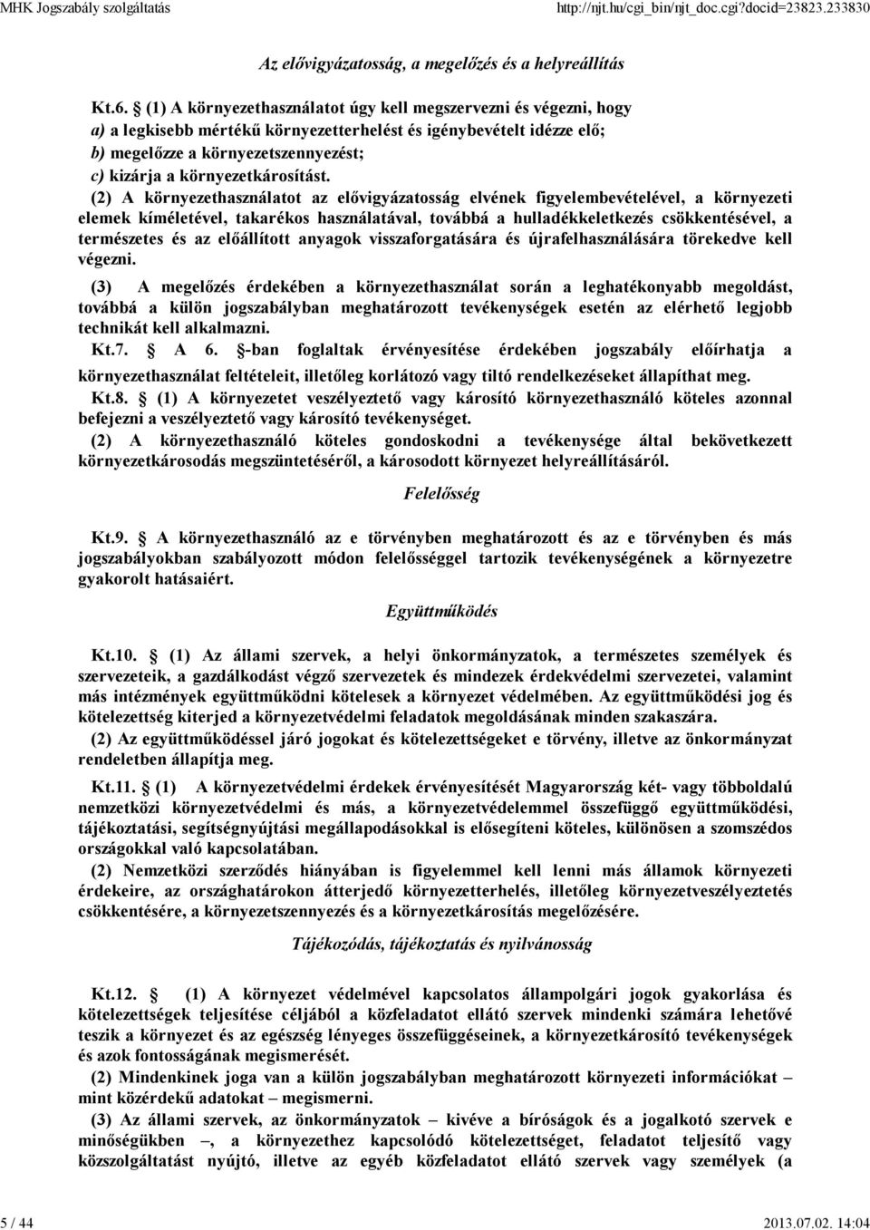 környezetkárosítást.
