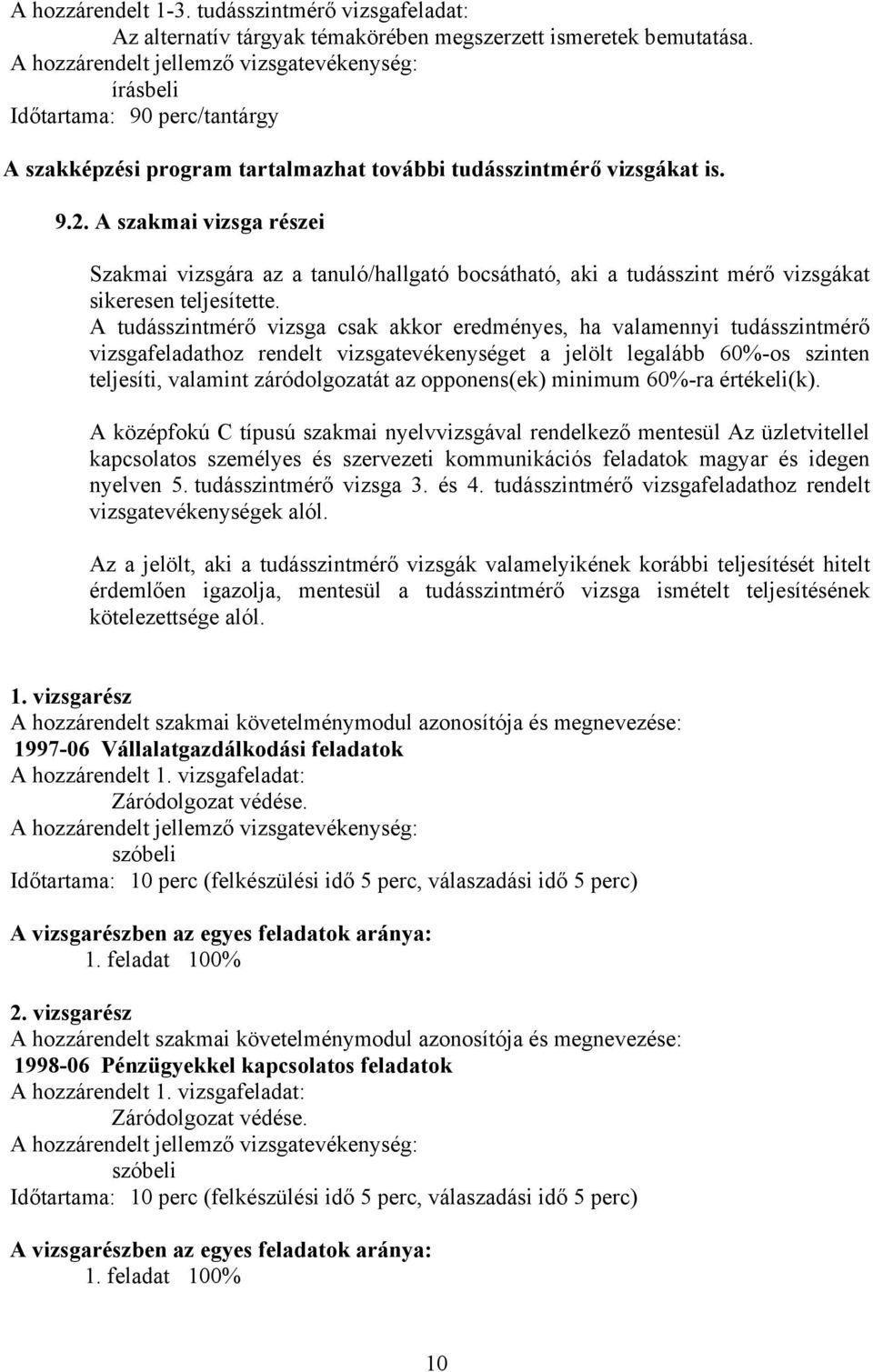 A szakmai vizsga részei Szakmai vizsgára az a tanuló/hallgató bocsátható, aki a tudásszint mérő vizsgákat sikeresen teljesítette.