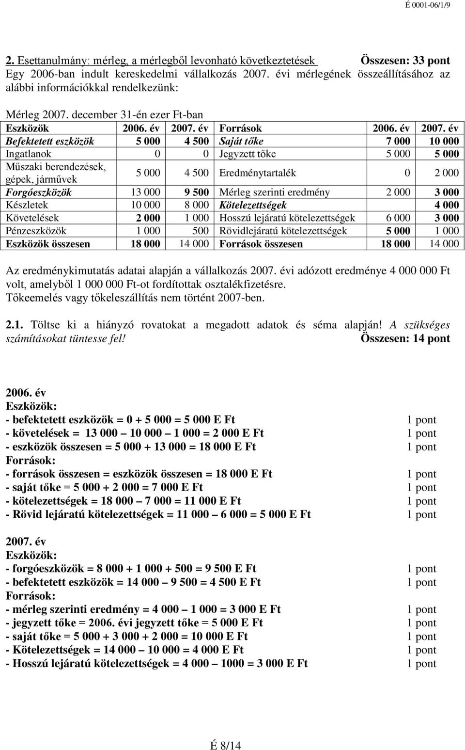 év Források 2006. év 2007.