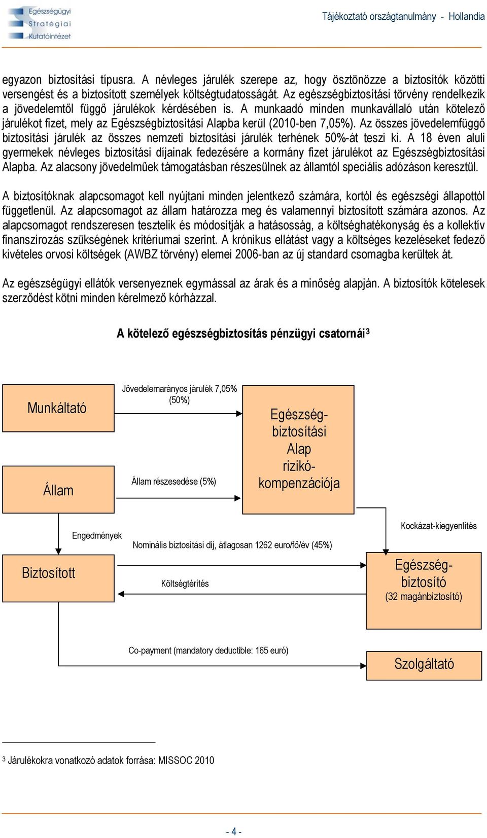 A munkaadó minden munkavállaló után kötelező járulékot fizet, mely az Egészségbiztosítási Alapba kerül (2010-ben 7,05%).