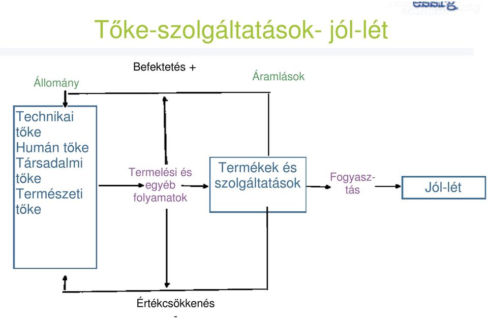 Természeti tőke Termelési és egyéb folyamatok