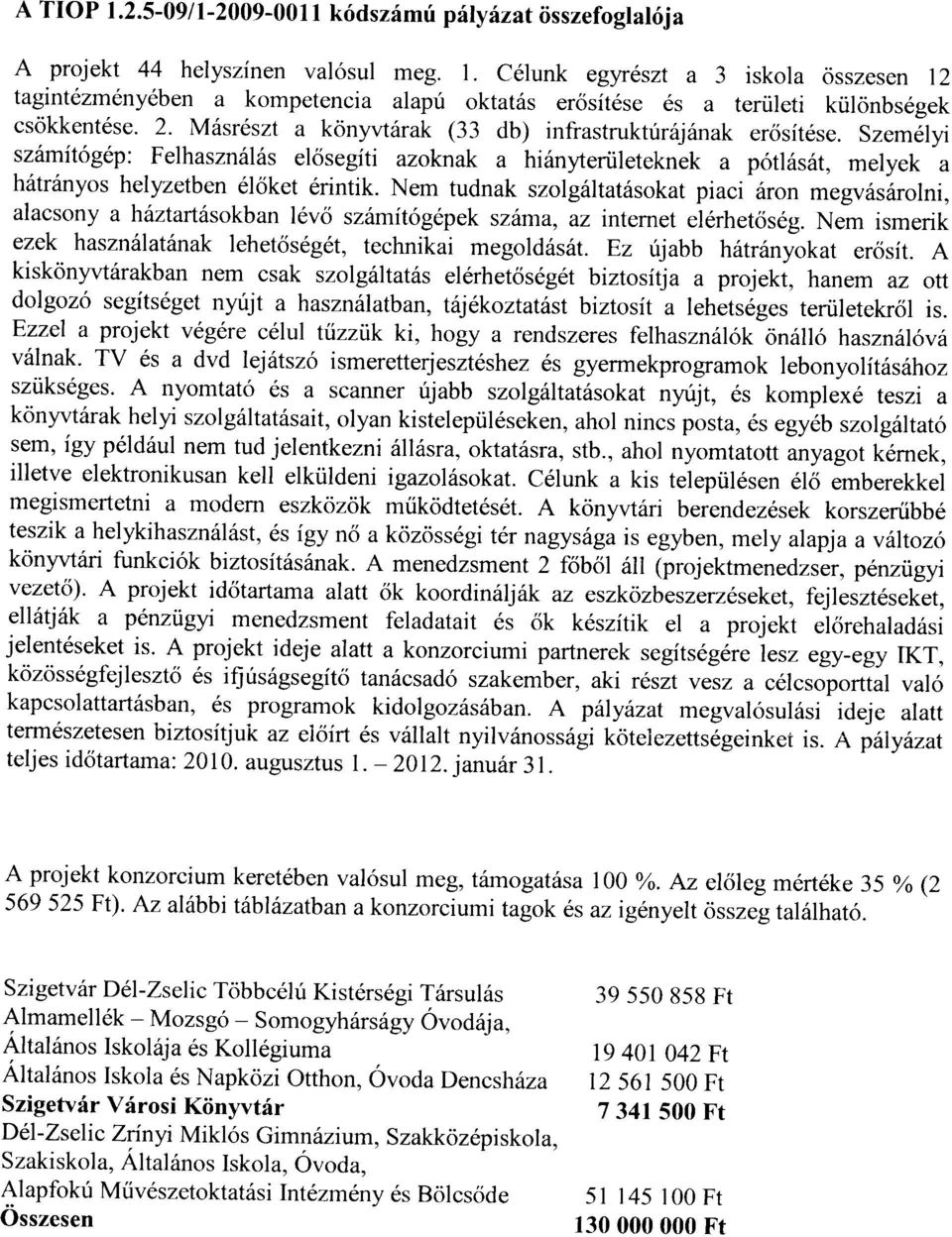 M6sr6szt a kcinyvt6rak (33 db) infrastruktririljtnak ercisit6se. Szemelyi sz6mit6g6p: Felhaszn6l6s elcisegiti azoknak a hi6nyteriileteknek a p6t16s6t, melyek a h6tr6nyos helyzetben 6lciket 6rintik.