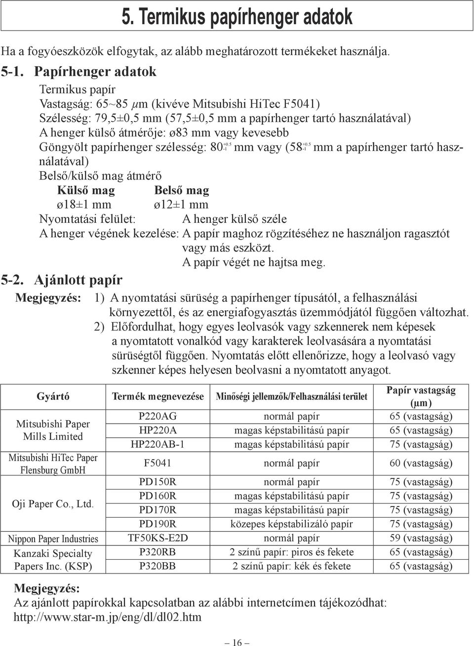 kevesebb Göngyölt papírhenger szélesség: 80 + -1 0.5 mm vagy (58 + -1 0.