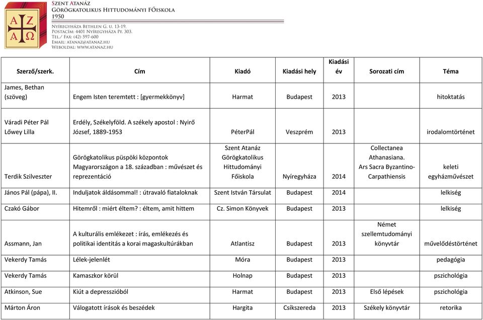 században : művészet és reprezentáció Szent Atanáz Görögkatolikus Hittudományi Főiskola Nyíregyháza 2014 Collectanea Athanasiana.