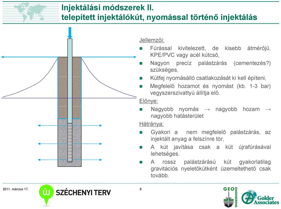 palástzárás (cementezés?) szükséges, Kútfej nyomásálló csatlakozását ki kell építeni, Megfelelő hozamot és nyomást (kb.