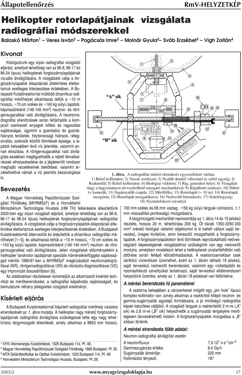 A vizsgálatok célja a orgószárnylapátok állapotának áttekintése élettartamuk esetleges kiterjesztése érdekében.