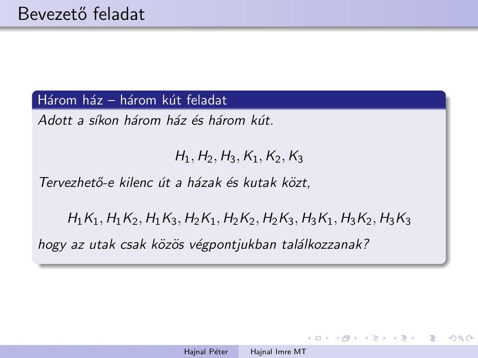 H 1,H 2,H 3,K 1,K 2,K 3 Tervezhető-e kilenc út a házak és kutak közt,