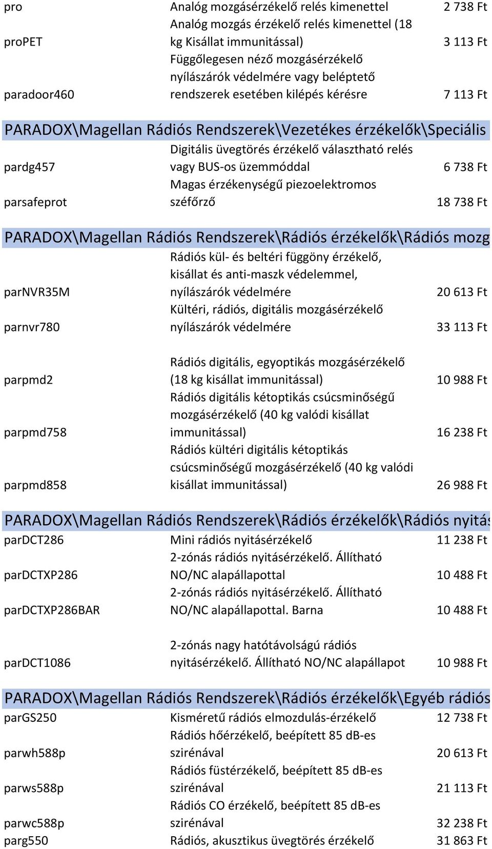 érzékelő választható relés vagy BUS-os üzemmóddal Magas érzékenységű piezoelektromos széfőrző Rádiós kül- és beltéri függöny érzékelő, kisállat és anti-maszk védelemmel, nyílászárók védelmére